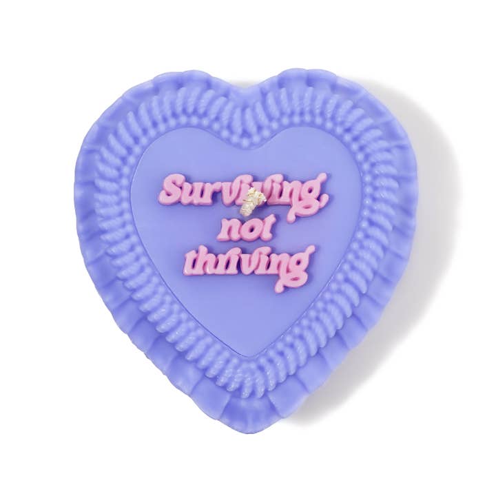 FUN CLUB - Wholesale Novelty Candle - Surviving, Not Thriving Heart Candle (kitsch, funny gift, funny cake candle, vintage aesthetic)
