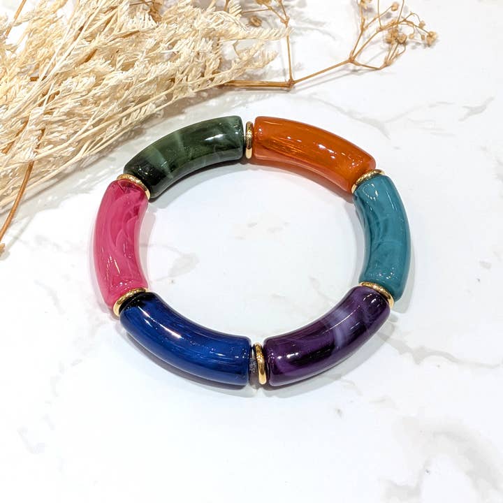 LOLO & YAYA - Wholesale Link & Chain Bracelet - Elastic bracelet 1cm Kecy resin6