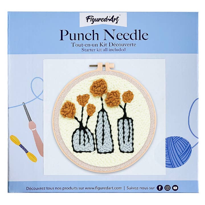 Punch-Needle-Set – Blumen in Vasen für den Großhandel von Figured'Art