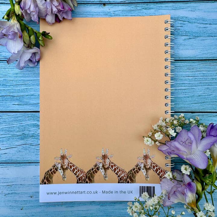 Jen Winnett Eco Artist - Vendita all'ingrosso Quaderni - Taccuino A5 Eco Friendly con Giraffa, Prodotto nel Regno Unito, Blocco Note Carino