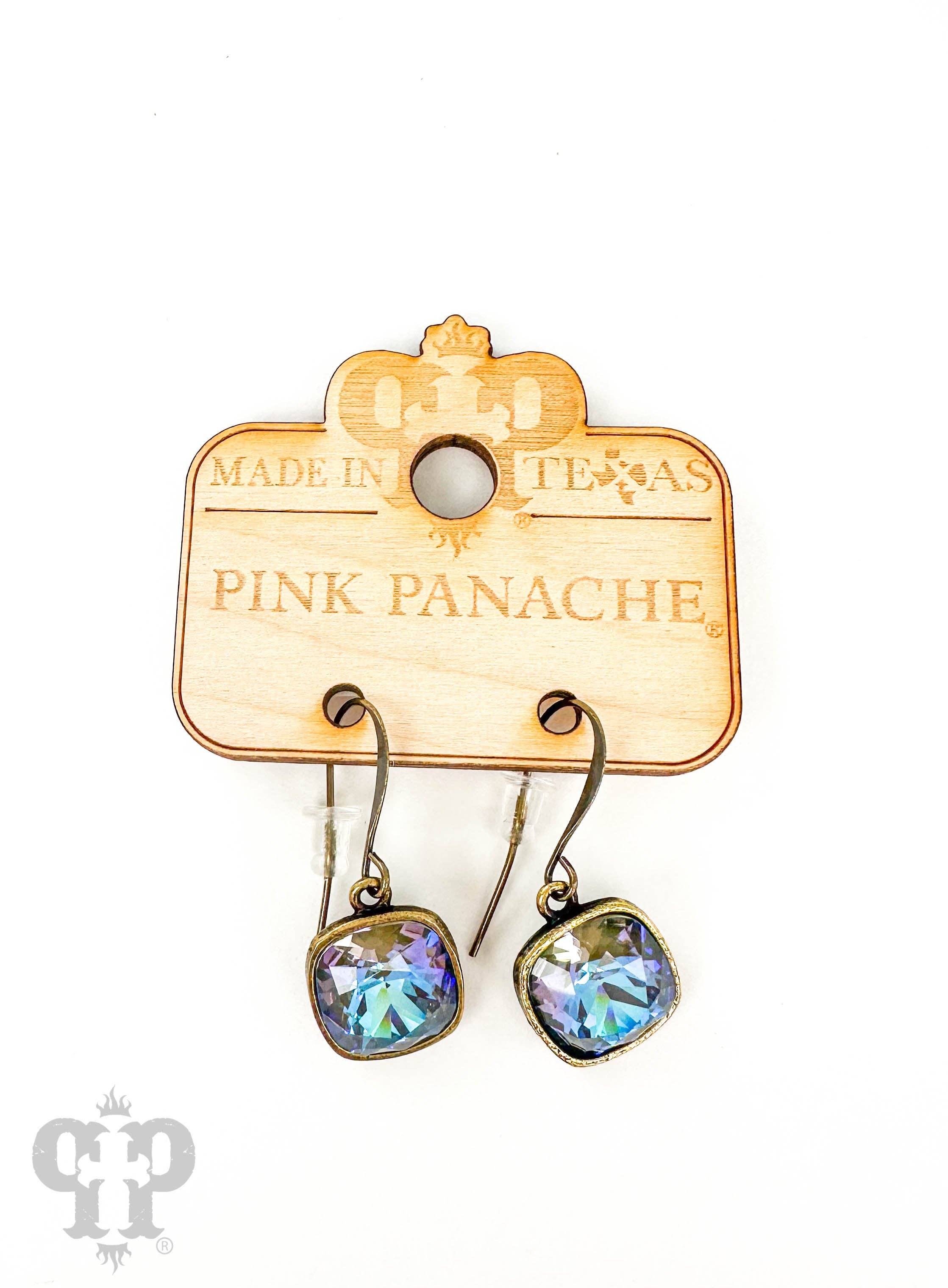 Pink Panache Brands - Wholesale Dangle Earrings - Austrian square crystal hook earring, 12mm1