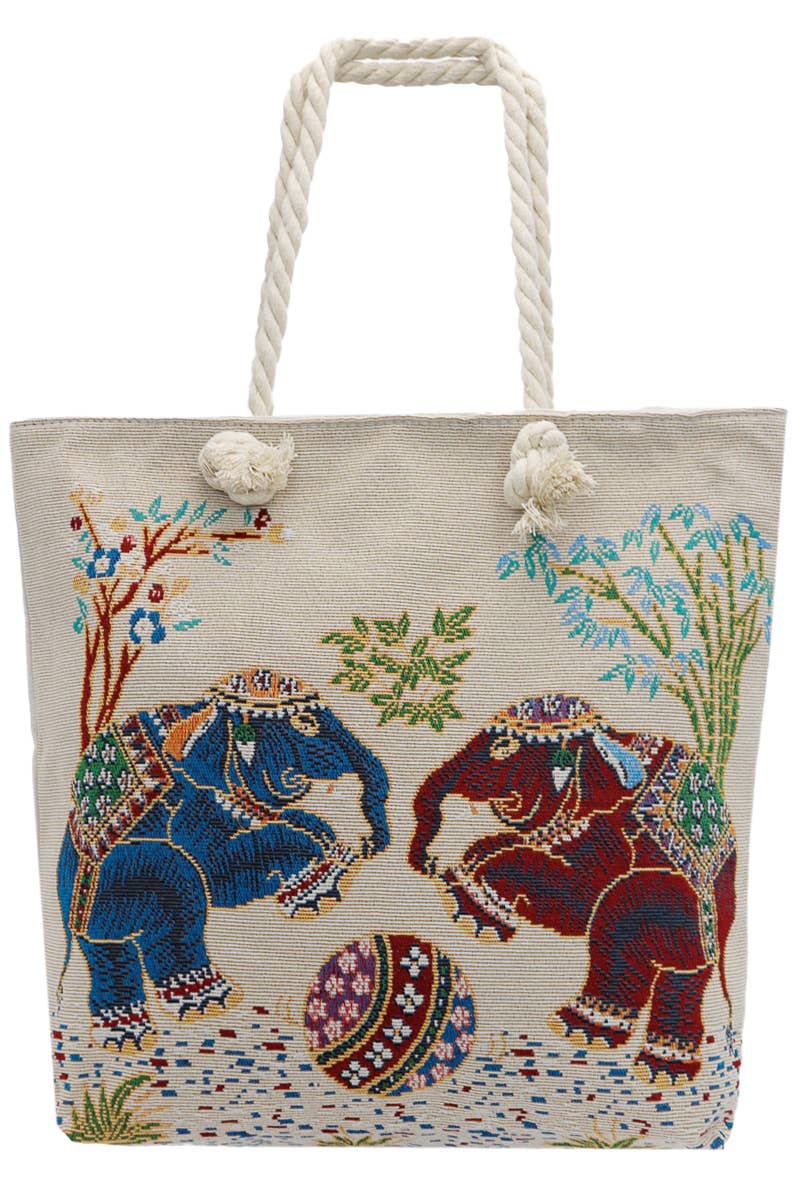 Natural Native Lucky Elephant Tapestry Canvas Tote Bag for wholesale on Faire3