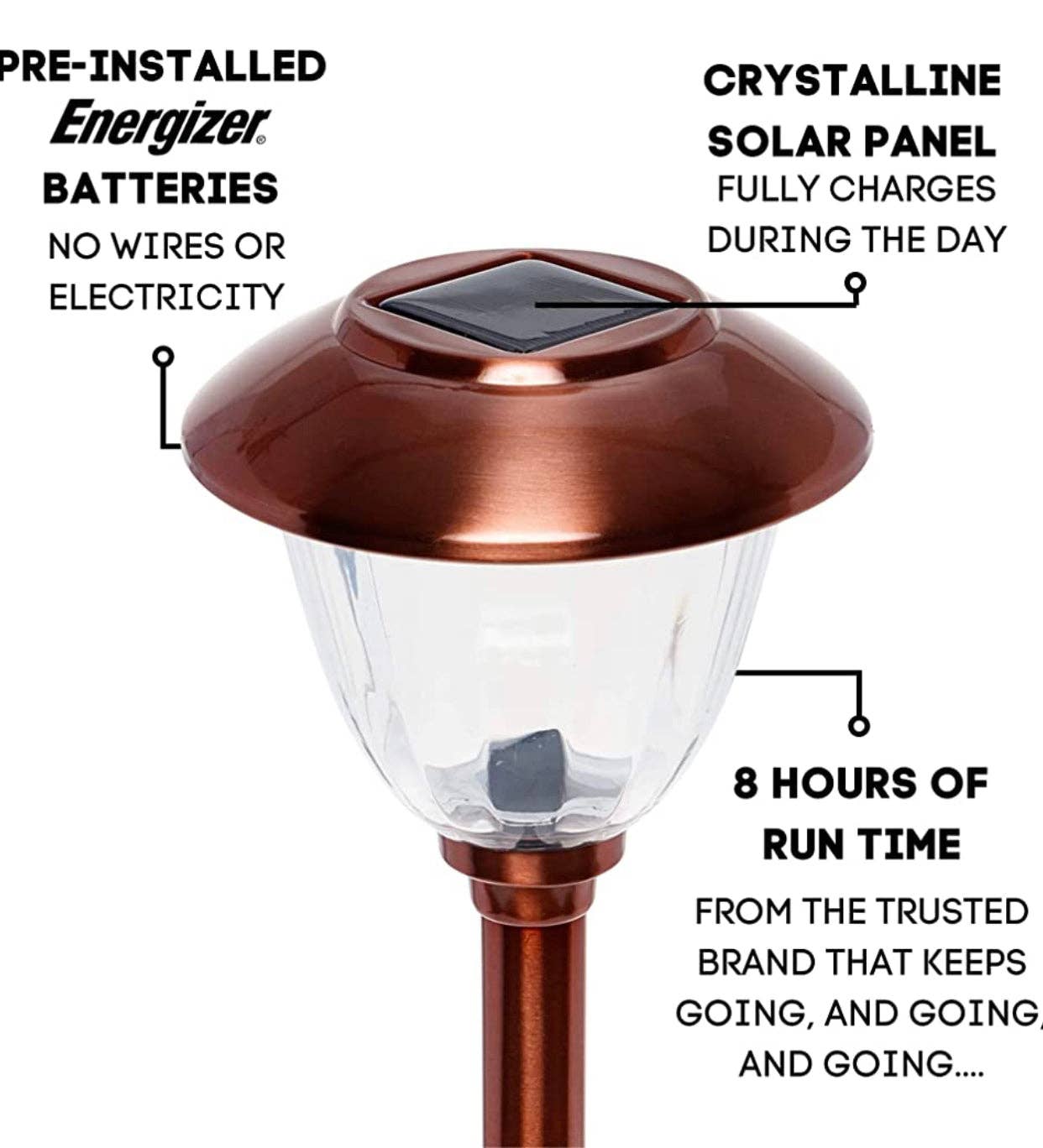 OutdoorSolarOutlet – wholesale Outdoor/lawn light – Energizer 8 Pack Solar Pathway LED Lights Outdoor-Stainless Steel 15 Lumen5