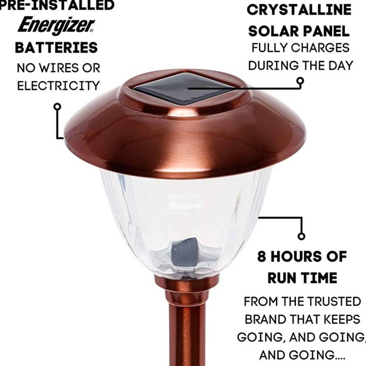 OutdoorSolarOutlet – wholesale Outdoor/lawn light – Energizer 8 Pack Solar Pathway LED Lights Outdoor-Stainless Steel 15 Lumen5