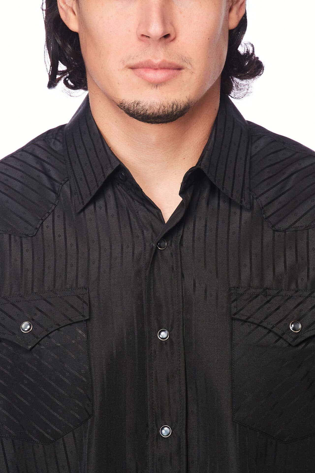 Rodeo Clothing - Wholesale Button Down Shirt - Men's - Men's long sleeve western cotton/poly yarn-dyed plain shirts5