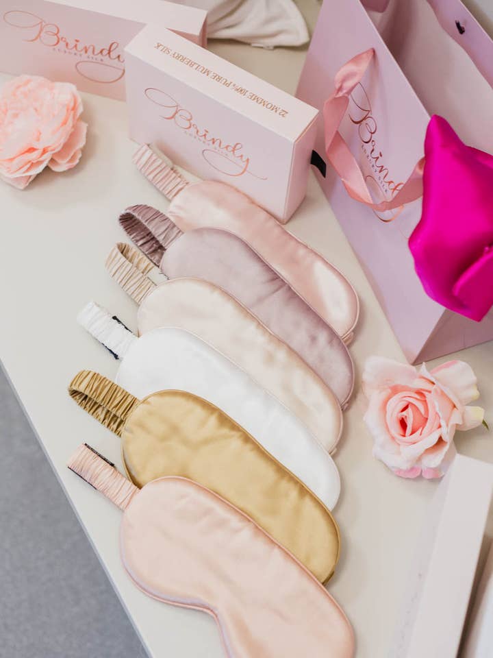 Maschera per dormire in pura seta di gelso al 100% per la vendita all'ingrosso da parte di Brindy Luxury Silk