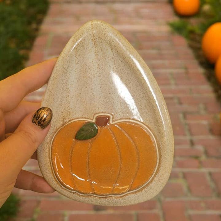 MudWorks Pottery - Wholesale Spoon Rest - Pumpkin Spoon Rest0