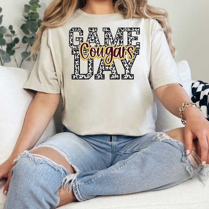 Custom Leopard Game Day Tee, School Mascot,School Spirit Tee for wholesale by Creatively Handmade