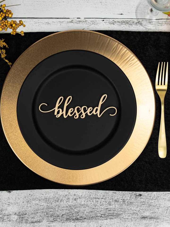 Set de table béni, décoration de table de Thanksgiving en bois pour la vente par KobasicCreations