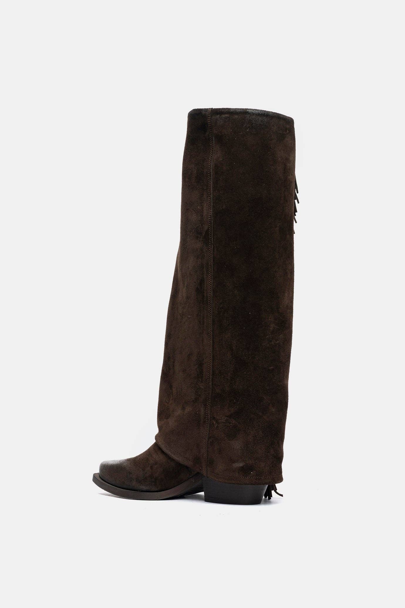 METISSE - Wholesale Boots - Women's - Dark brown suede Texan boots DX22193
