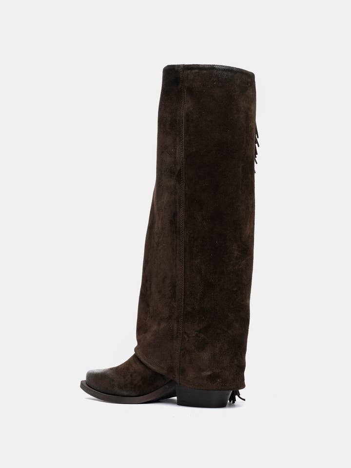 METISSE - Wholesale Boots - Women's - Dark brown suede Texan boots DX22193