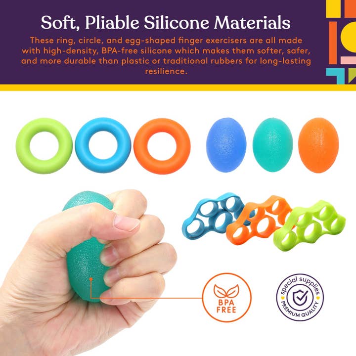 Special Supplies - Wholesale Putty/Slime - Kids - Physical Therapy Putty Kit, Finger Exercisers, and Hand Strengtheners, 15 Pc. Set, Improve Grip Strength, Dexterity, and Mobility, Supports Injury Recovery And Stress Relief, For Kids and Adults