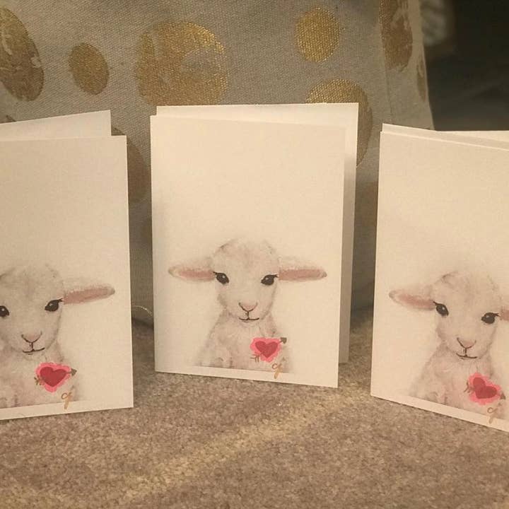 claire jordan designs - Vente Cartes de Saint-Valentin - Lamby Heart | Carte Saint-Valentin | Vierges