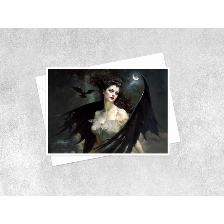 Nocturnal Beauty: Wings of the Night Blank Card 169RD for wholesale by Salty Alyce