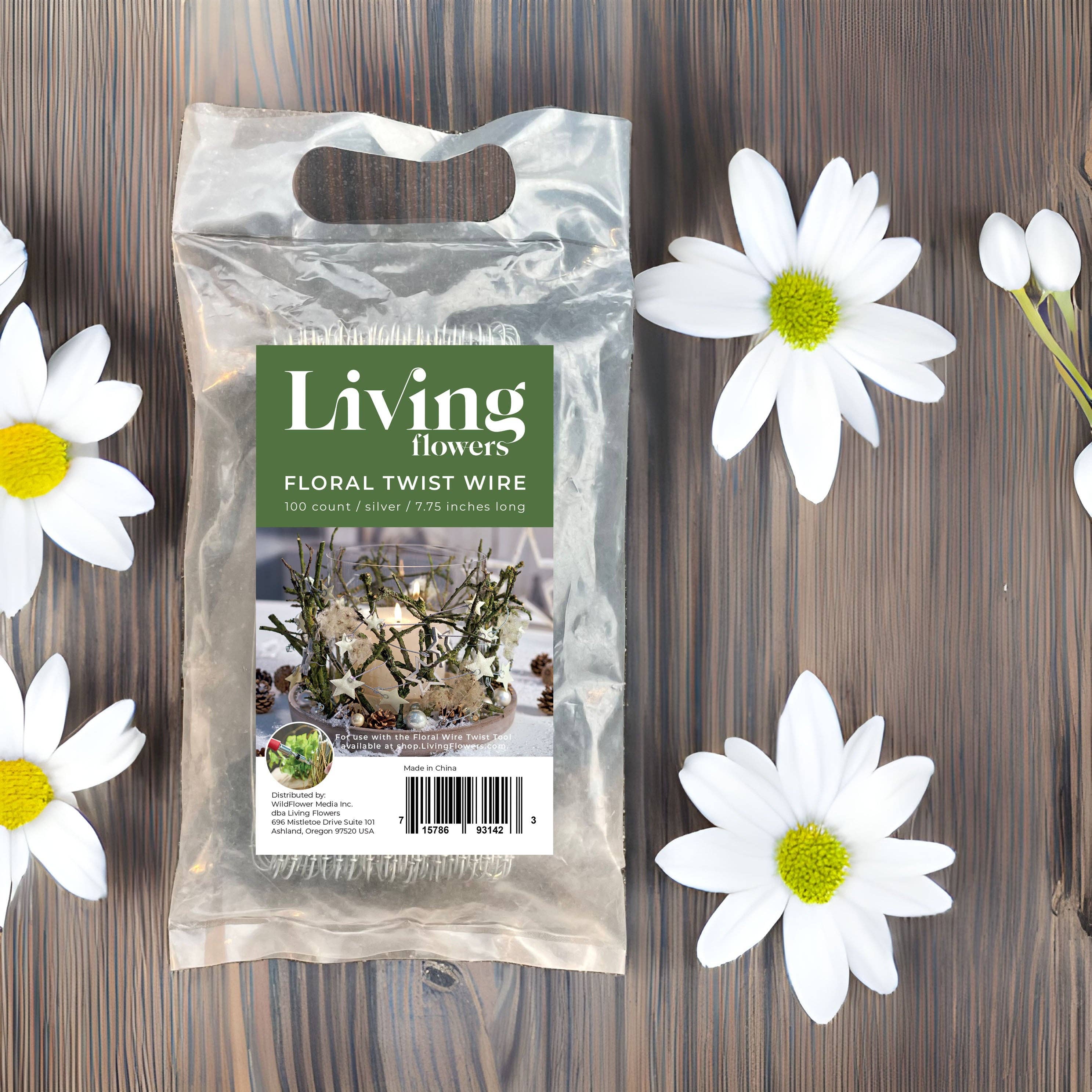 FlowerBox.com - Venta al por mayor Utensilio para manualidades - Torceduras de alambre floral plateado, trenzas de alambre floral negro, para usar con una herramienta para torcer alambre floral2