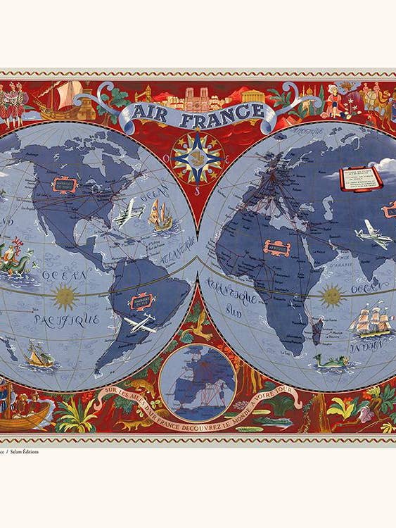Air France/WORLD MAP On the wings of Air France... A242 for wholesale by Salam Editions