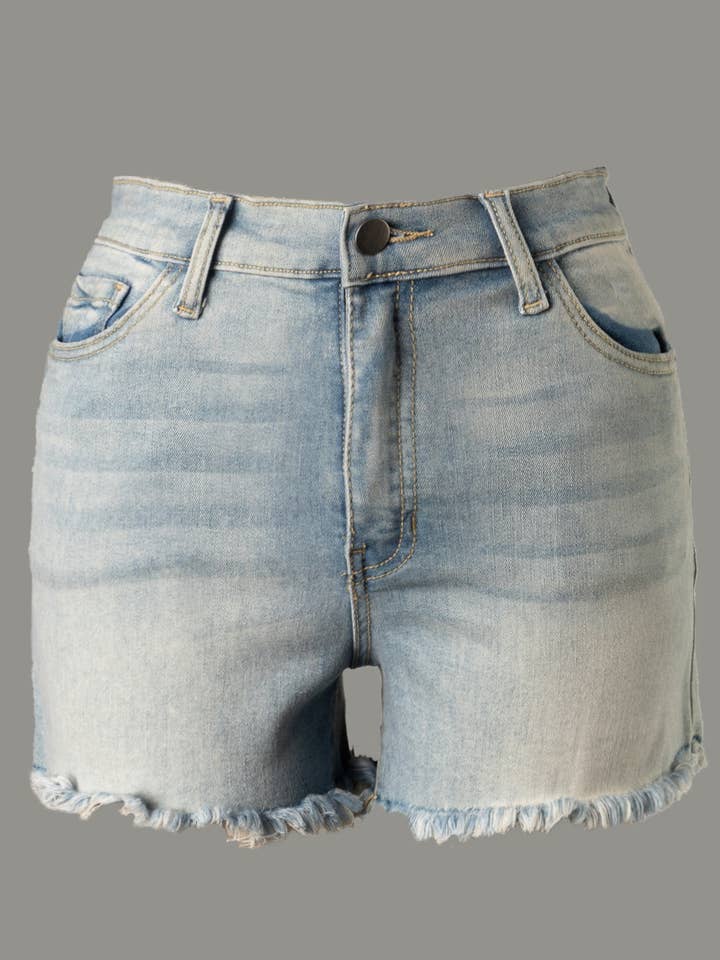 I-FSS10109STK - Mid rise denim shorts for wholesale by Fascination by Intrend