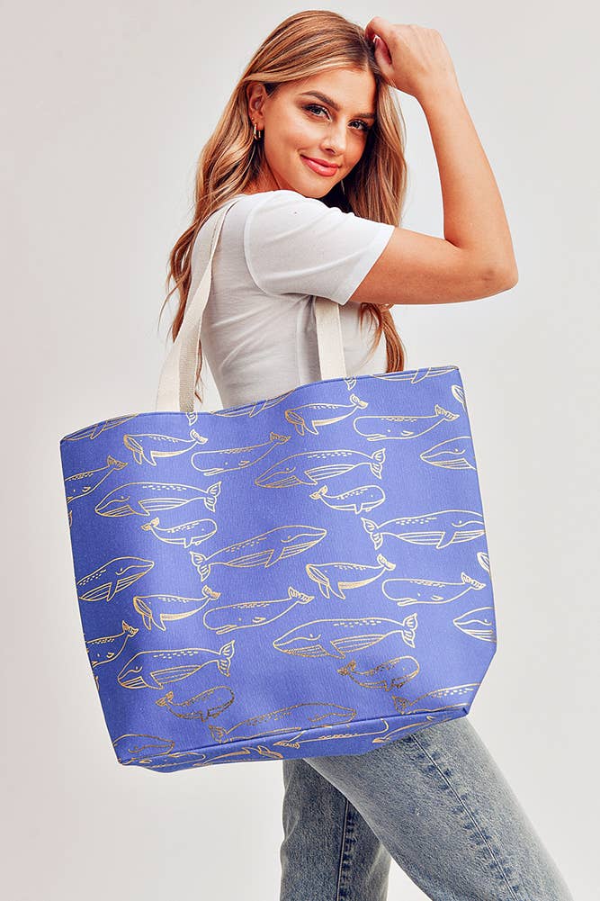 Hana - Vente Tote bag – femme - Sac fourre-tout Gold Foil Whale2