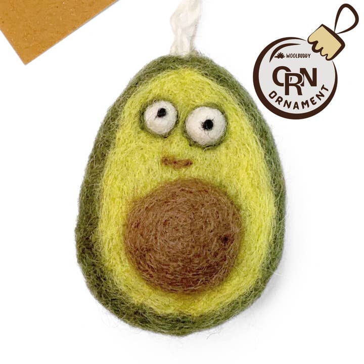 Woolbuddy - Wholesale Ornament - Avocado ornament (premade)