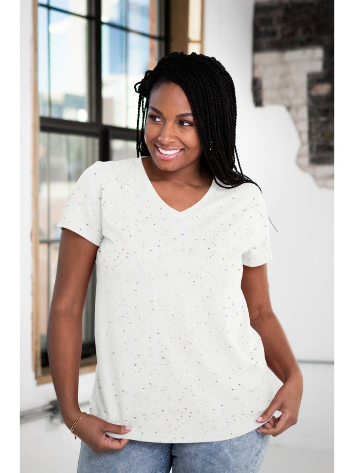 GOEX Apparel - Wholesale T-Shirt - Women's - Ladies Drop Hem V-Neck Pocket Tee8