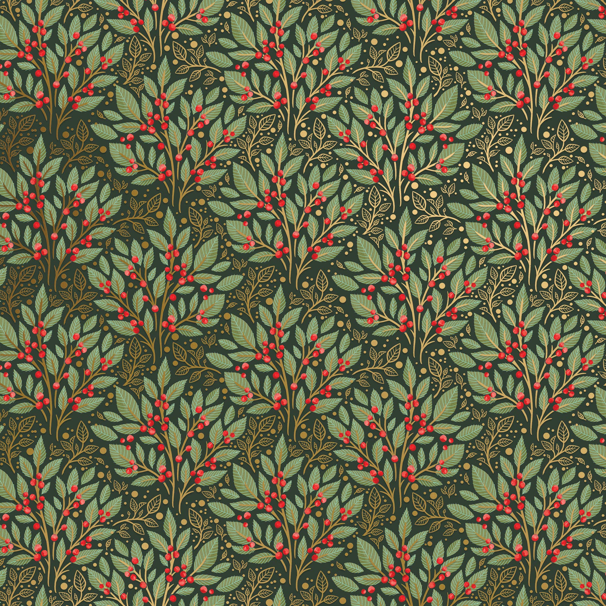 Jillson & Roberts - Wholesale Wrapping Paper Roll - Holly Tapestry Wrap - Jumbo0