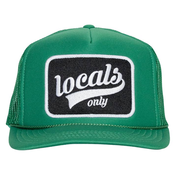 Friday Feelin' - Wholesale Trucker Hat - Unisex - Locals Only Script Trucker Hat in Green