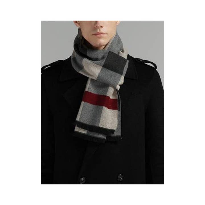 GRAY Keep Warm In Autumn Winter Men's Scarf for wholesale on Faire2