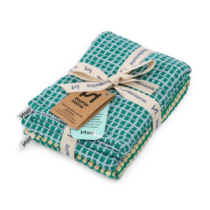 Geschirrtuch 2er-Pack aus recycelten Materialien: Gelb für den Großhandel von Sophie Home Ltd