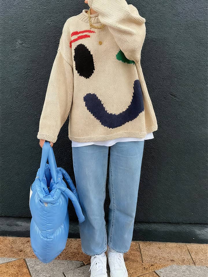 Speelse Gezicht Gebreide Trui voor wholesale door Mccolin