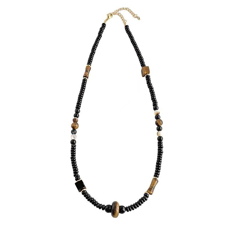 Otterware - Venta al por mayor Collares de cuentas/perlas - Collar de cuentas Wukong negro: obsidiana, ojo de tigre y liuli4