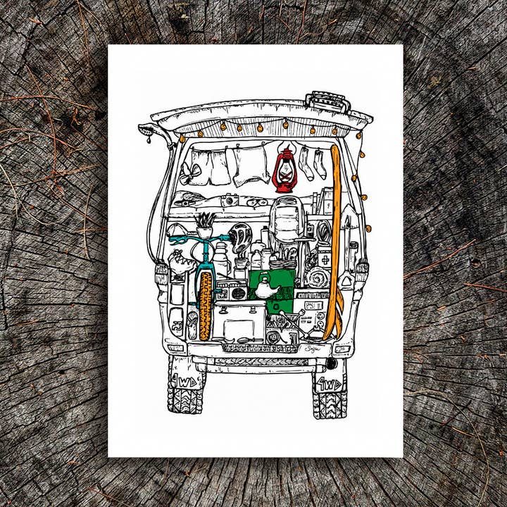 Soijen Illustrations - Wholesale Art Print - Gear-filled Van Art Print0