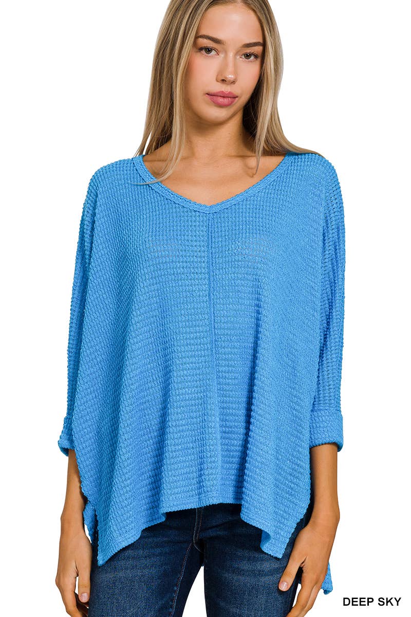 42POPS - Wholesale Knit Sweater - Women's - `.V Neck Hi Low Hem Jacquard Sweater25