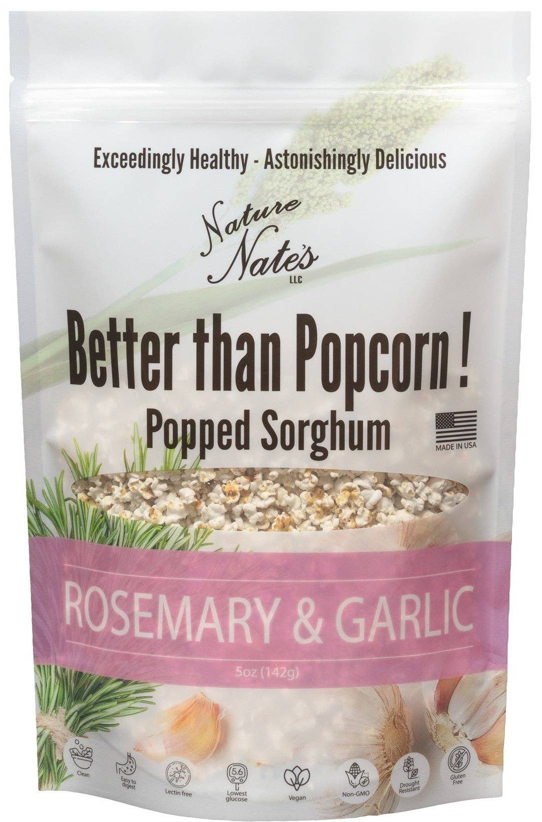 Nature Nate's LLC - Wholesale Popcorn - Popped Sorghum Rosemary Garlic