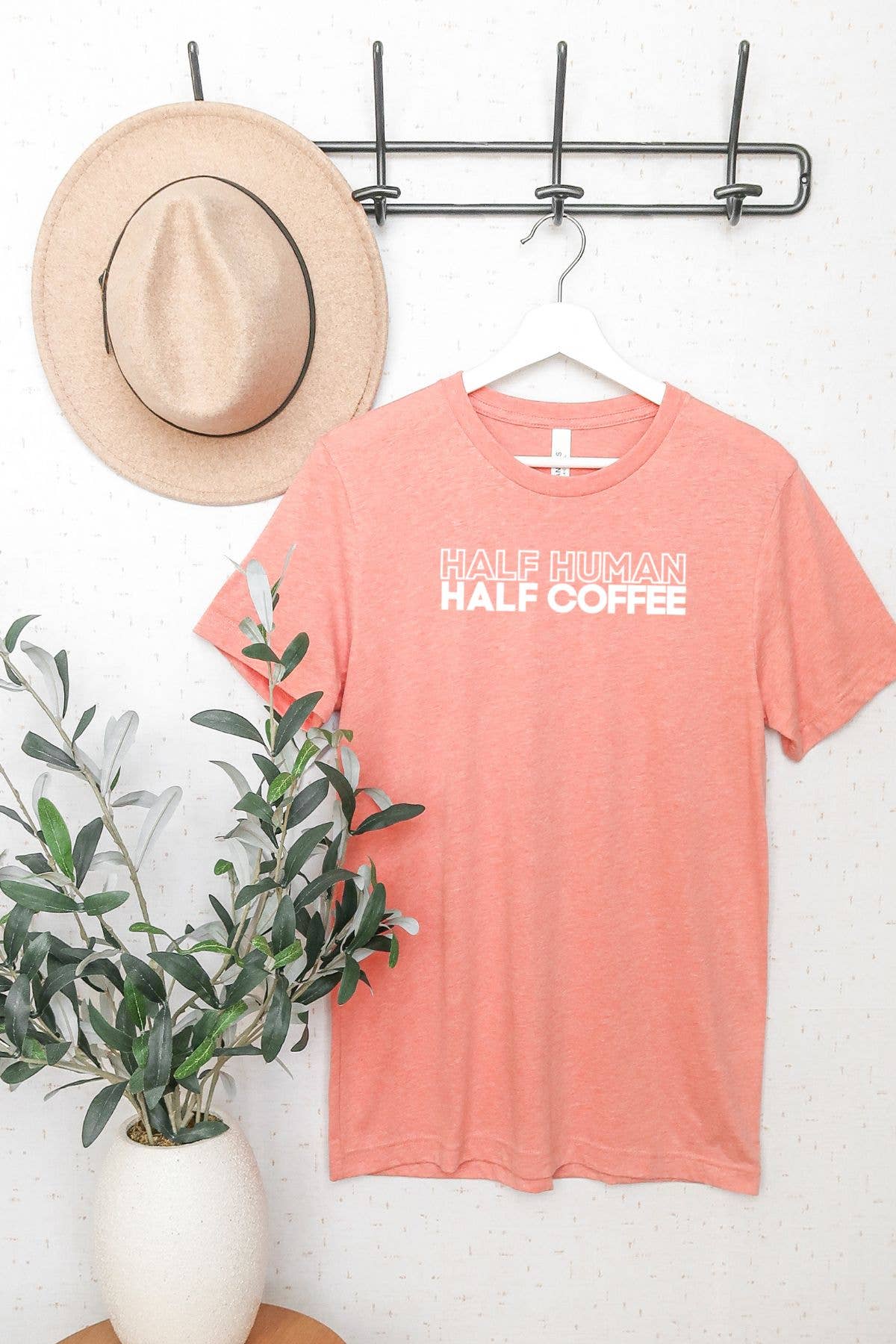 Bella Me - Venta al por mayor Camiseta serigrafiada - Mujer - Camiseta con gráfico de mitad humana media café3