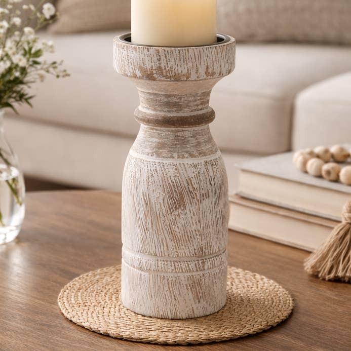 Porte-bougie | Support à bougie décoratif en bois | 3,5x9" pour la vente par ExpoBazaar