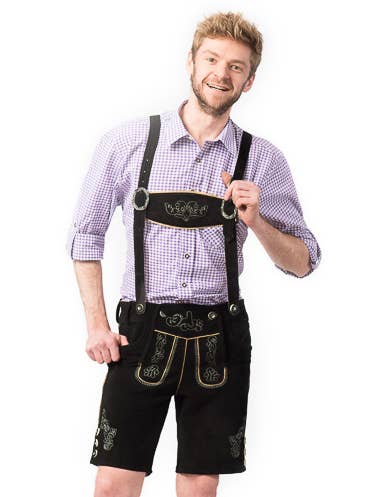 Lederhose Gustav Short Black - Party Costume for wholesale by Partychimp