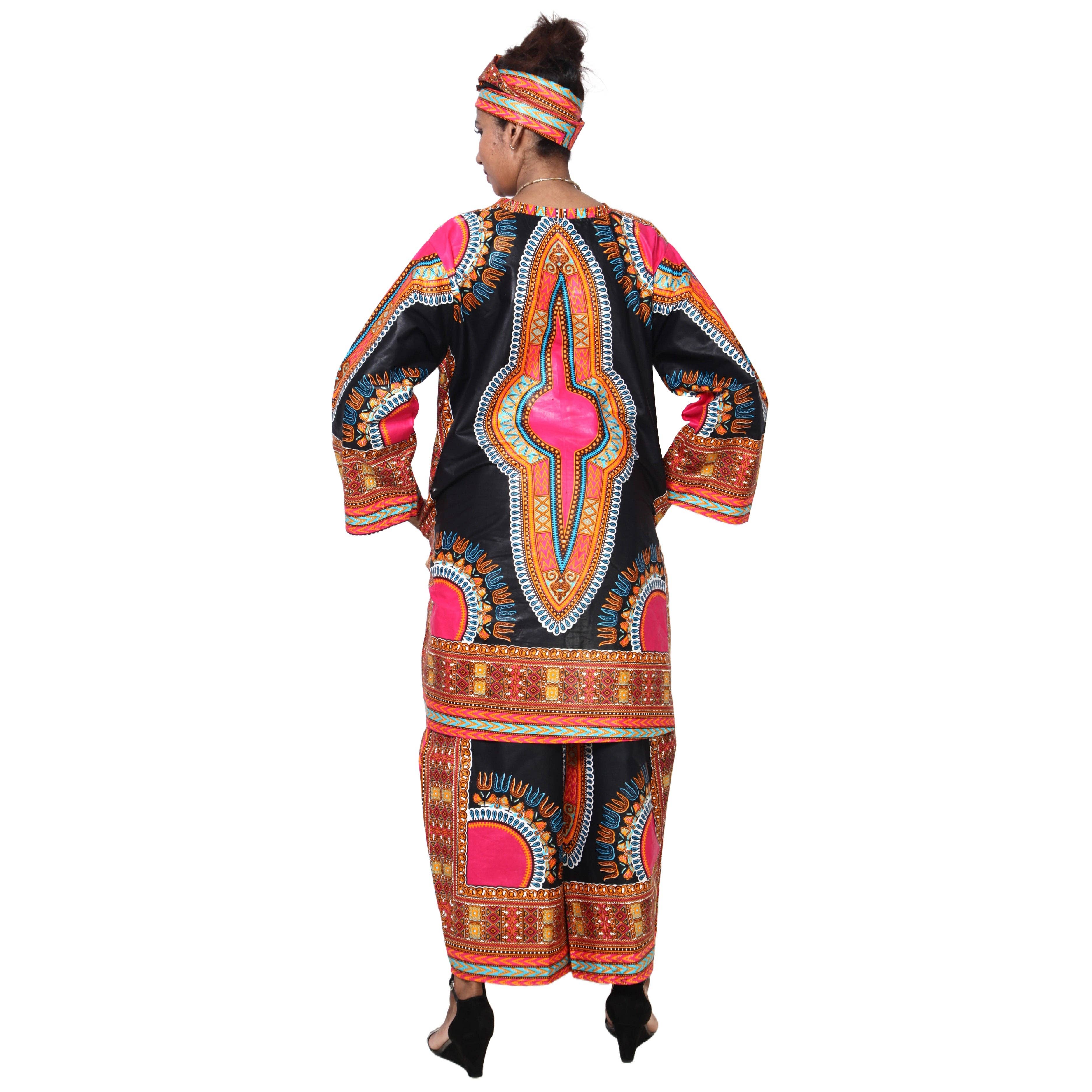 African Stars - Wholesale Top & Pant Set (NOT Loungewear) - Women's - Women's Dashiki Tunic Top and Matching Pants Set -- FI-404926