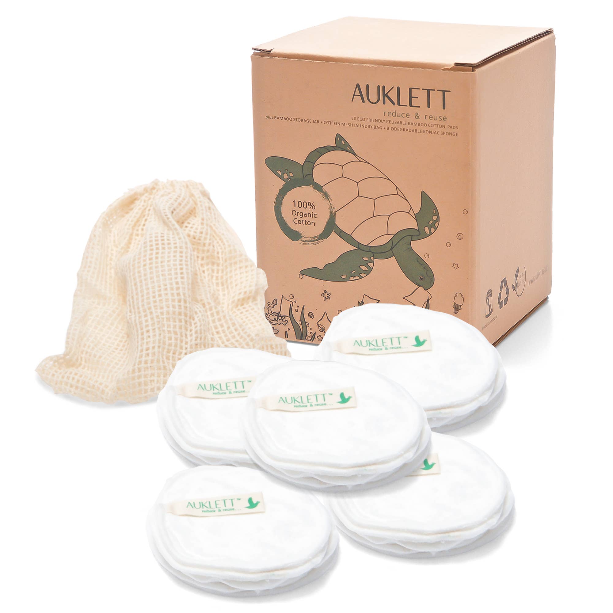 Auklett – Engroshandel Makeupfjerner – Bambus Makeup Remover Pads (hvid)1