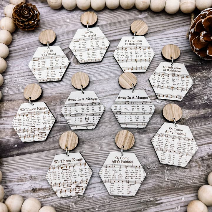 Christmas Carol Earrings for wholesale by Born 2 Blossom Designs