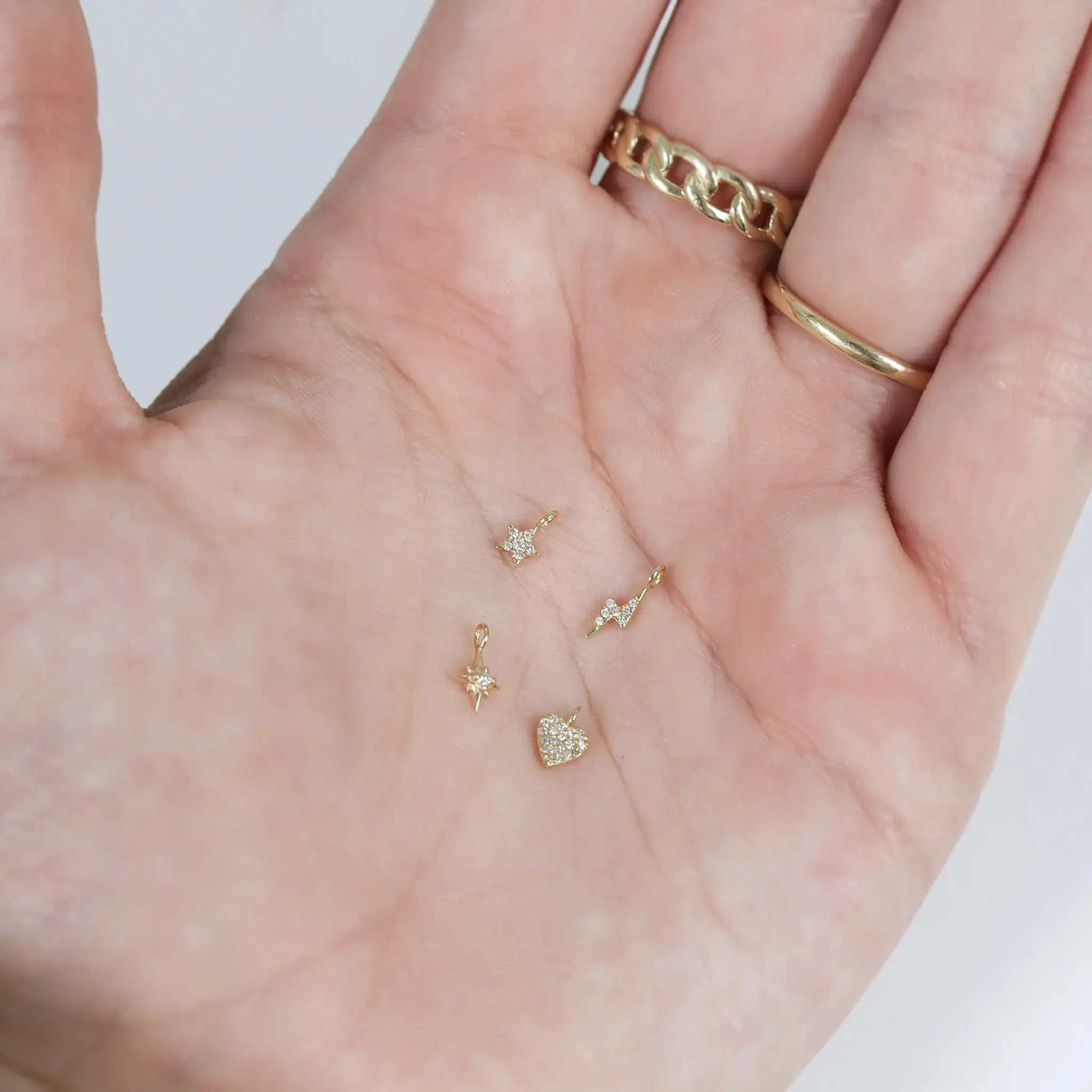 WJW - Wholesale Individual Charm/Pendant - 14K Solid Gold Diamond Compass Star Charm7