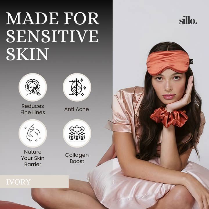 Off White Sillo Silk Pillowcases (Queen)- 2 Pack+ Wash Bag-Anti-Acne for wholesale on Faire8