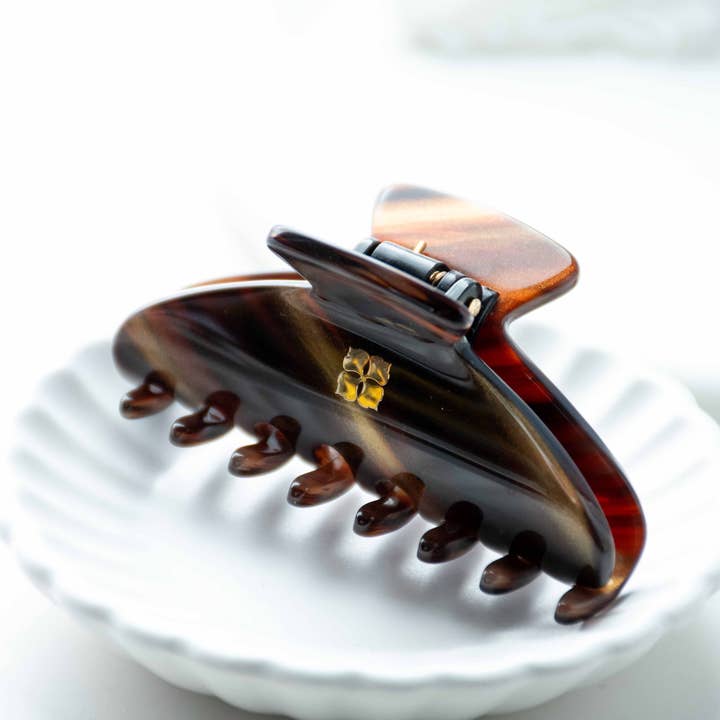 Fenna&Fei - Wholesale Hair Clip - Women's - Glamour Grip Mini Claw in Tigers Eye | Bronze Brown Gold Shimmer | Italian Acetate Tortoise Shell Small Hair Clip2