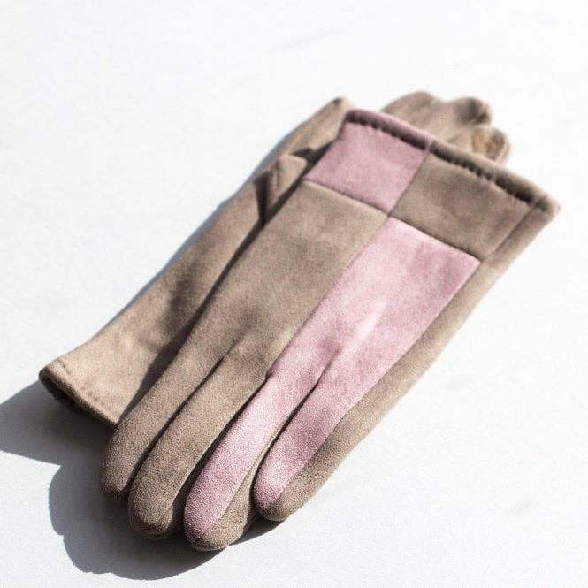 Studio Hop – wholesale Gloves – Women's – Harlequin Colourblock Suede Touch Screen Gloves2