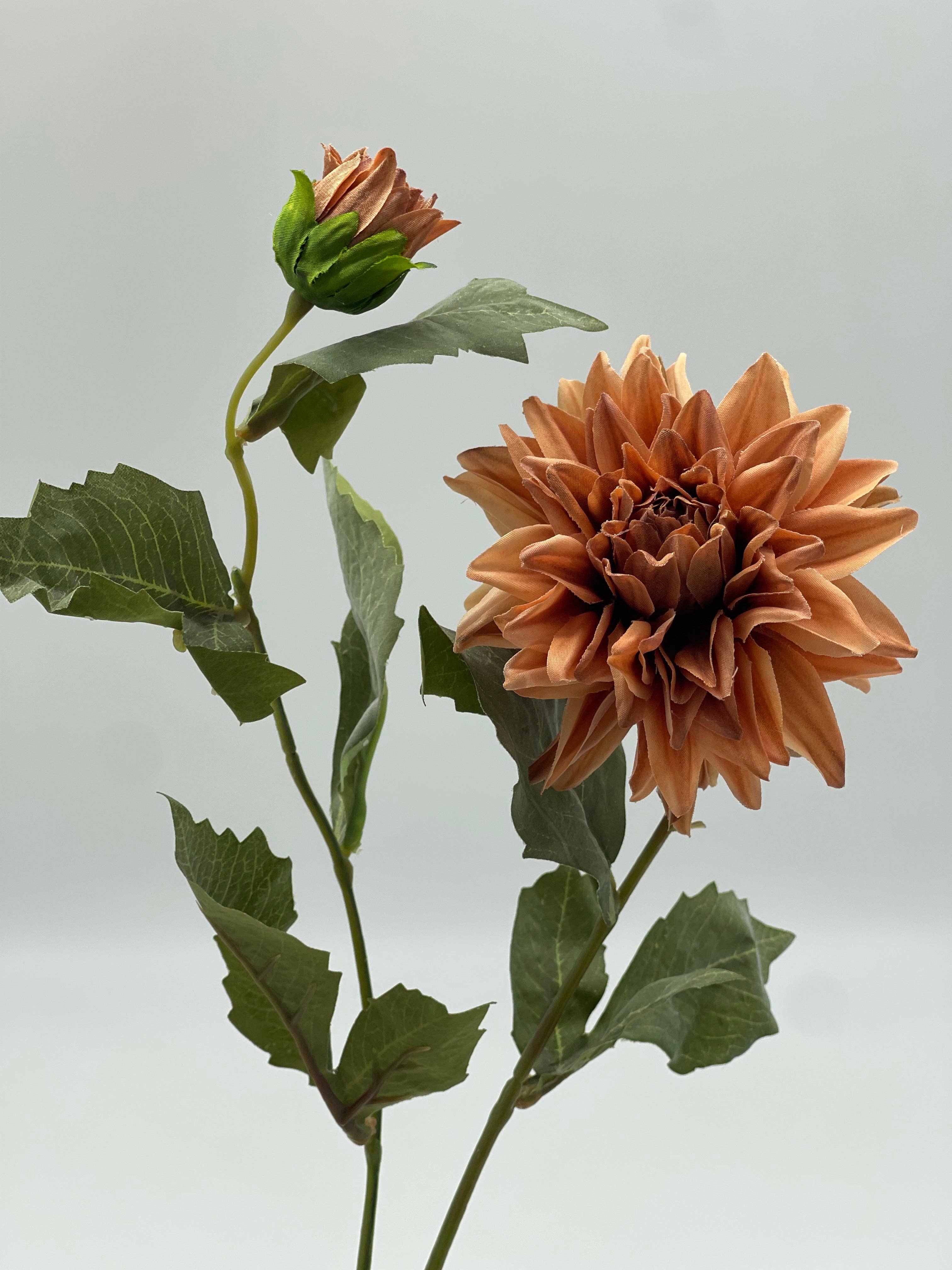 JKF & Co Pty Ltd – wholesale Artificial flowers – Dahlia 2 Head Spray Terracotta2