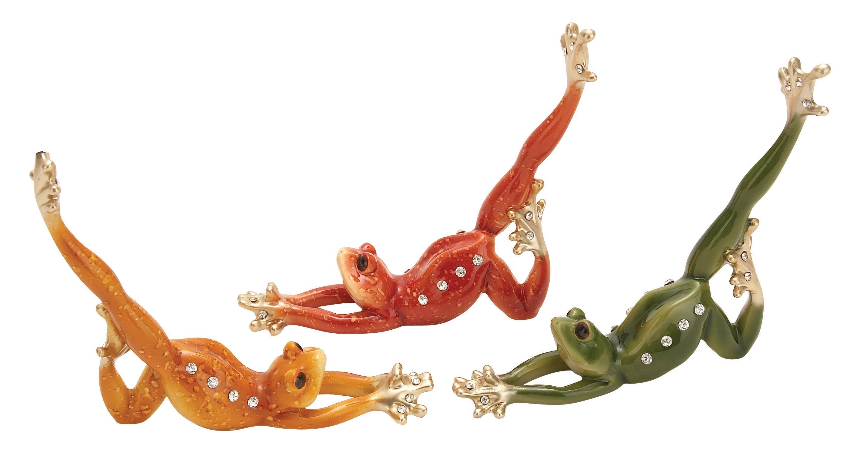 Import Corner – wholesale Sculpture – A-69384: POLYSTONE FROG 3 ASSORTED 7"H, 6"W1