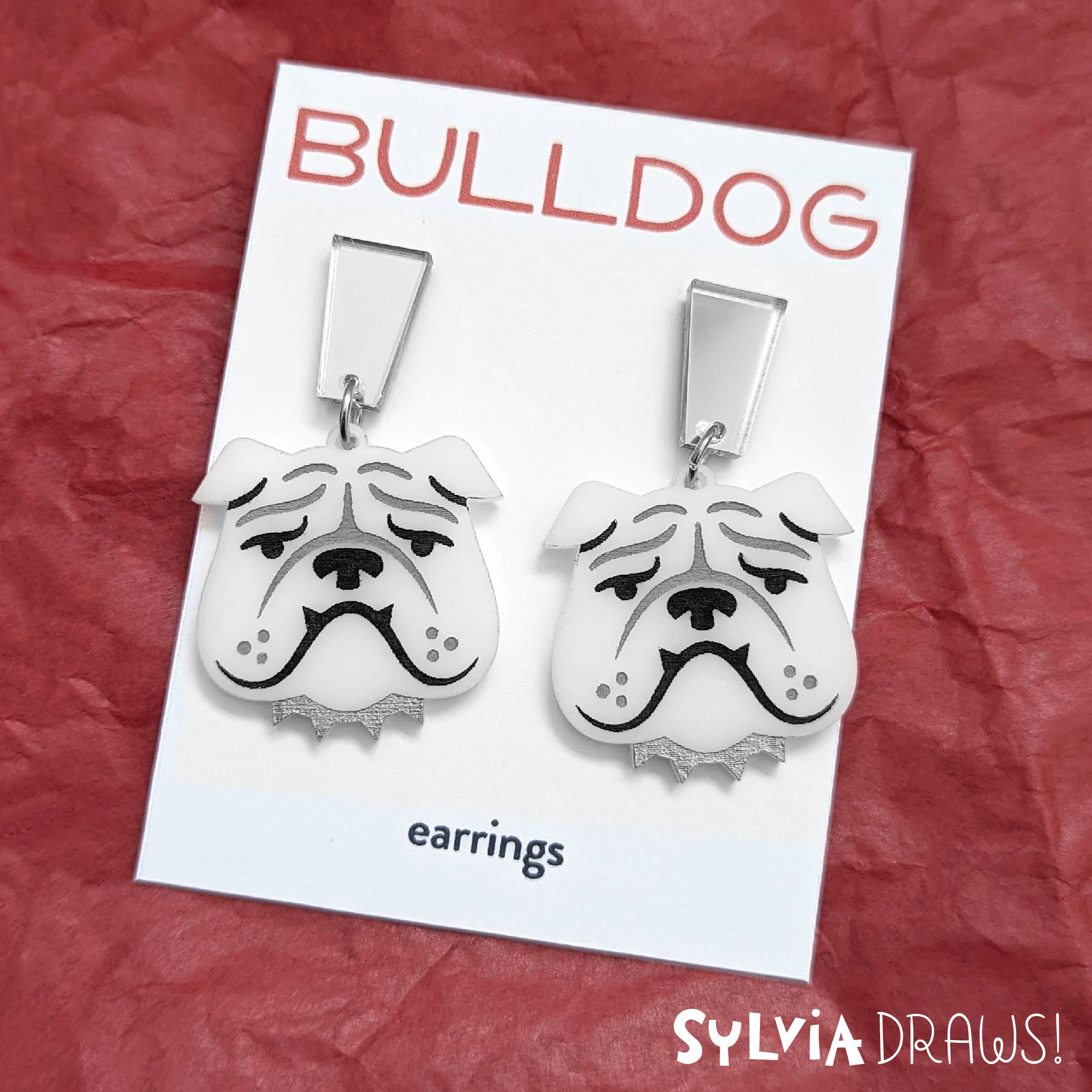 Sylvia Draws - Wholesale Dangle Earrings - Bulldog Earrings1