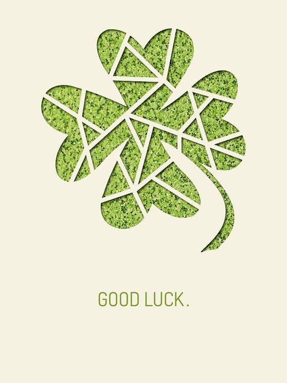 Lykønskningskort papir deluxe „Held og lykke.“ - kløver blad for engroshandel hos Gespänsterwald