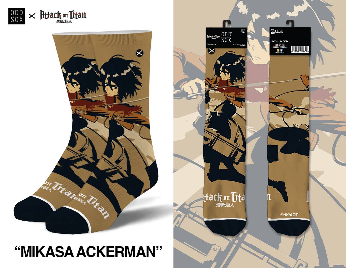 Odd Sox - Wholesale Socks - Unisex - Mikasa Ackerman - Mens Crew Straight