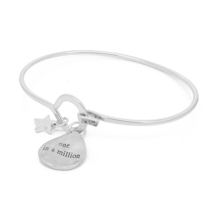 "One in a Million" Bangle in Matt Silver for wholesale by White Leaf