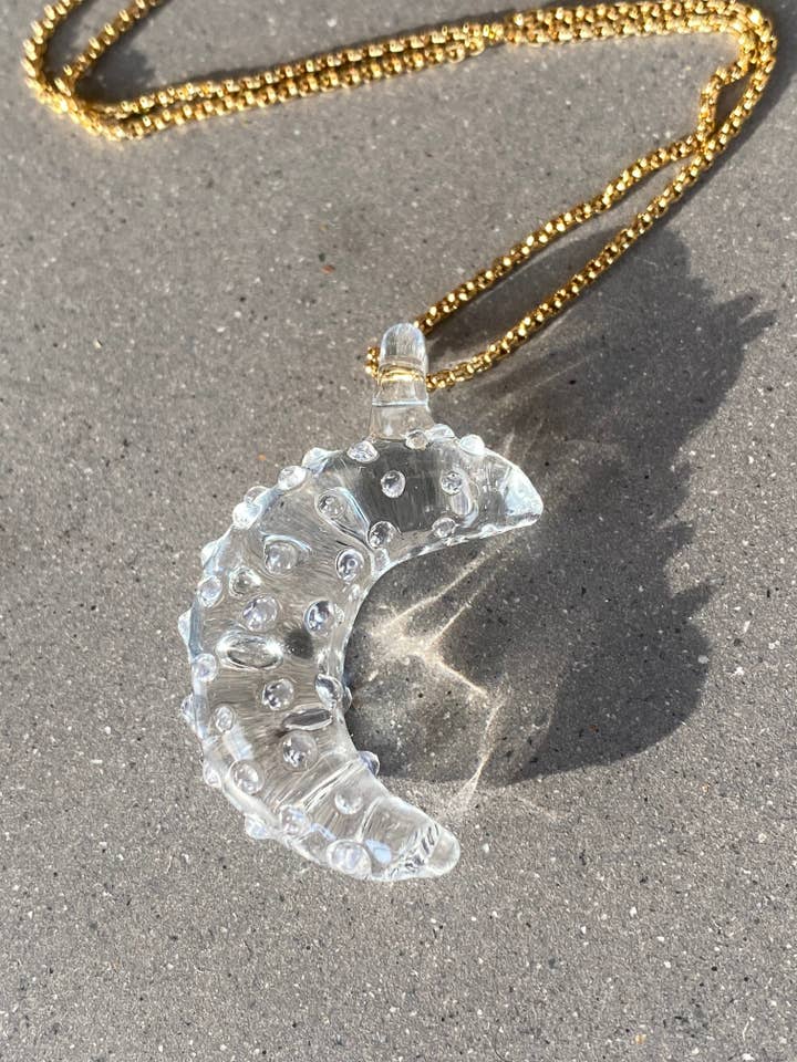 Clear Moon Glass Pendant for wholesale by Jukju Glass